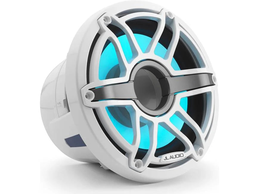 Subwoofer marino JL Audio M6 de 8" con rejilla deportiva color blanco brillante e iluminación LED Transflective™ - M6-8IB-S-GwGw-i-4