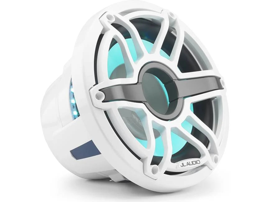 Subwoofer marino JL Audio M6 de 10" de bafle infinito con rejilla deportiva color blanco brillante e iluminación LED Transflective™ - M6-10IB-S-GwGw-i-4