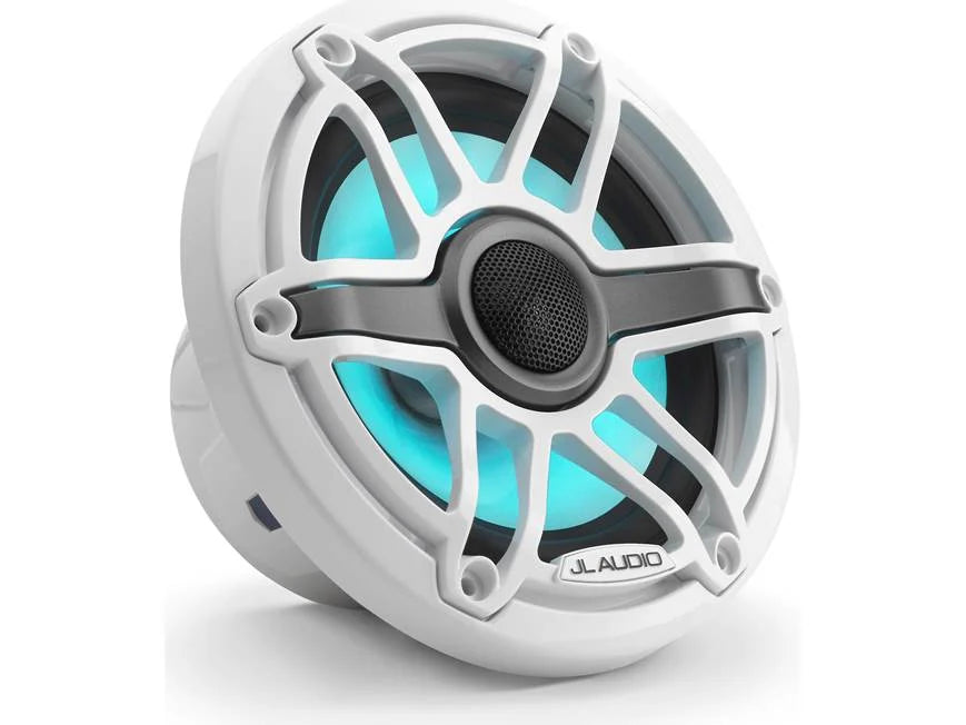 JL Audio M6 Series 6.5" Marine Coaxial Speakers w/Gloss White Sport Grille & Transflective™ LED Lighting - M6-650X-S-GwGw-i