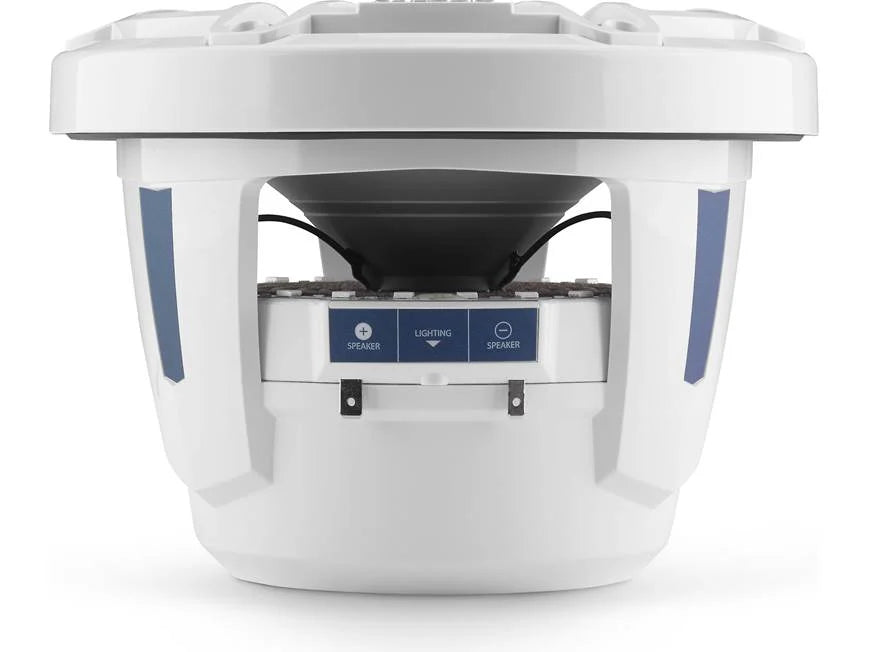Altavoces coaxiales marinos JL Audio serie M6 de 8,8" con rejilla deportiva en blanco brillante e iluminación LED Transflective™ - M6-880X-S-GwGw-i