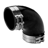 Codo de escape húmedo de caucho EPDM negro moldeado de 90 grados y 4" de DI Trident Marine con 4 abrazaderas de perno en T