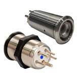 Interruptor de botón pulsador con corriente de irrupción Bluewater de 22 mm, apagado/encendido/encendido - LED azul/verde/rojo - Solo cuerpo del interruptor
