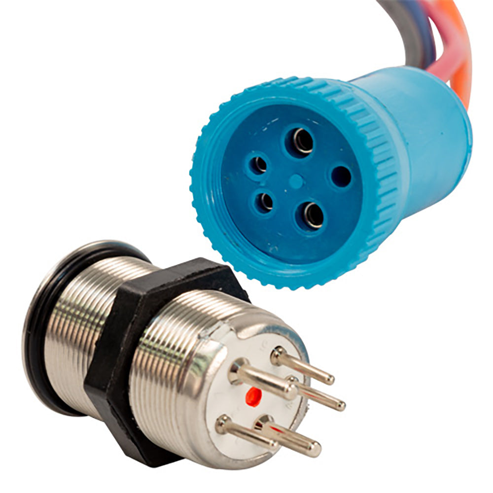 Interruptor de botón pulsador Bluewater de 22 mm - Contacto de apagado/encendido - LED azul/rojo - Cable de 1'