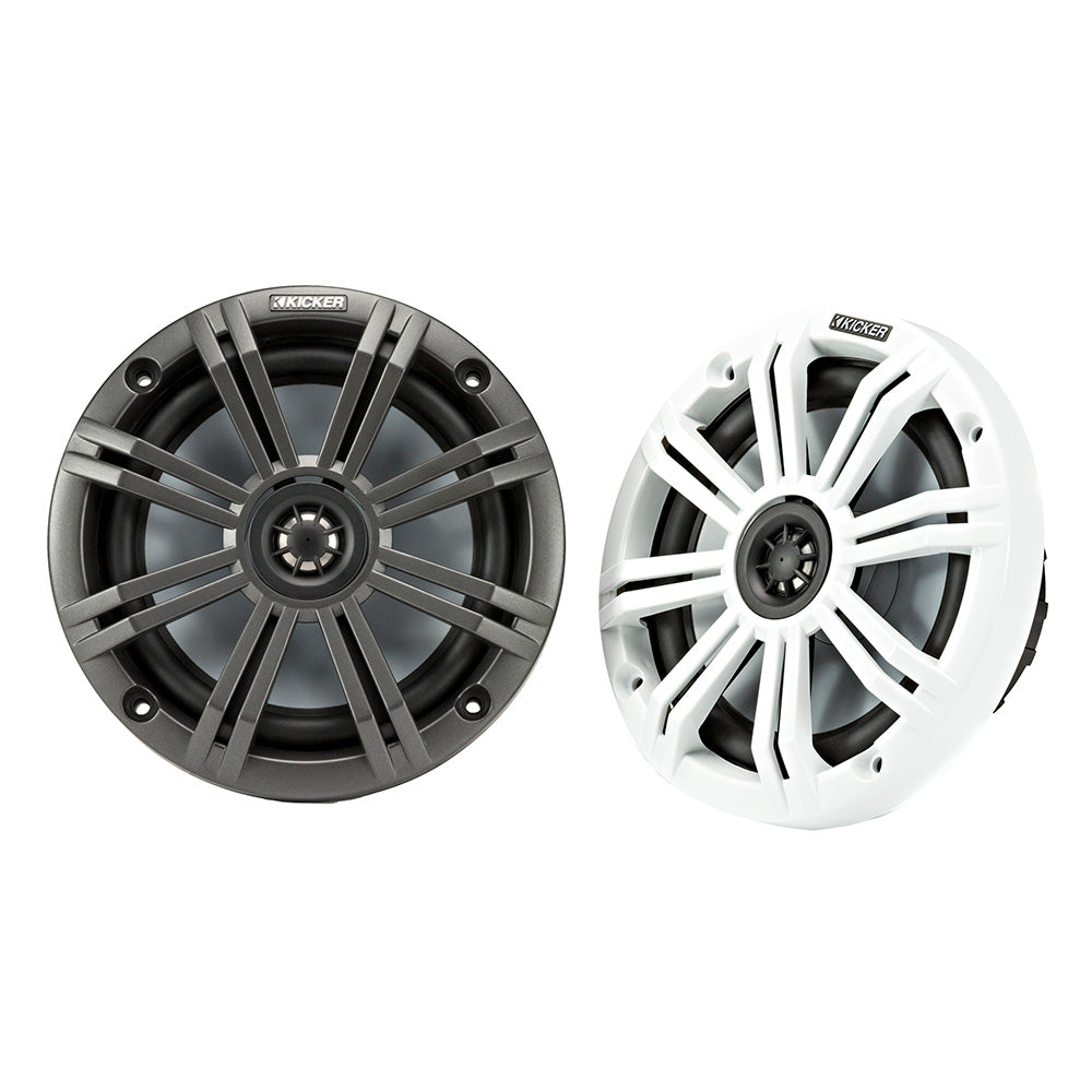 Altavoces coaxiales marinos KICKER KM65 de 6.5" con tweeters de 3/4" - 4 ohmios, carbón y blanco
