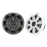Altavoces coaxiales marinos KICKER KM65 de 6.5" con tweeters de 3/4" - 4 ohmios, carbón y blanco