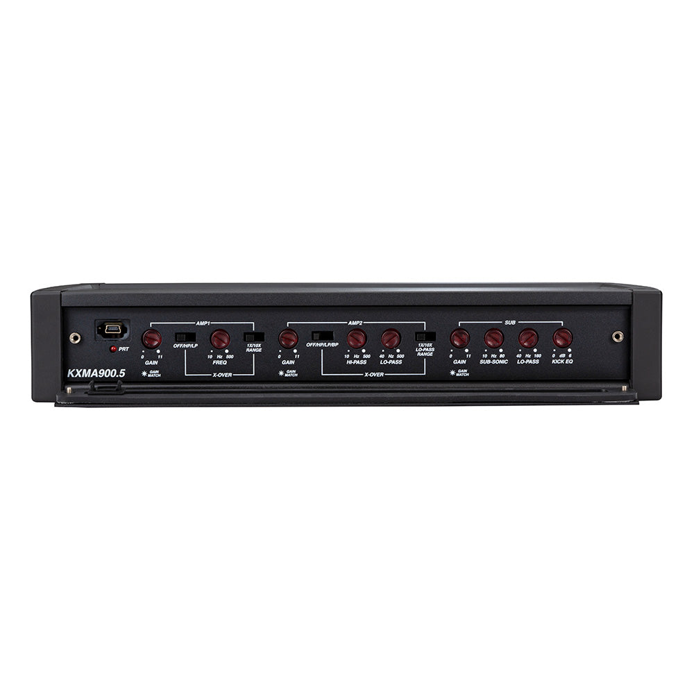 Amplificador KICKER KXMA900.5 de 4 canales, rango completo, Clase D, 4 x 125 W, con canal para subwoofer Clase D de 400 W