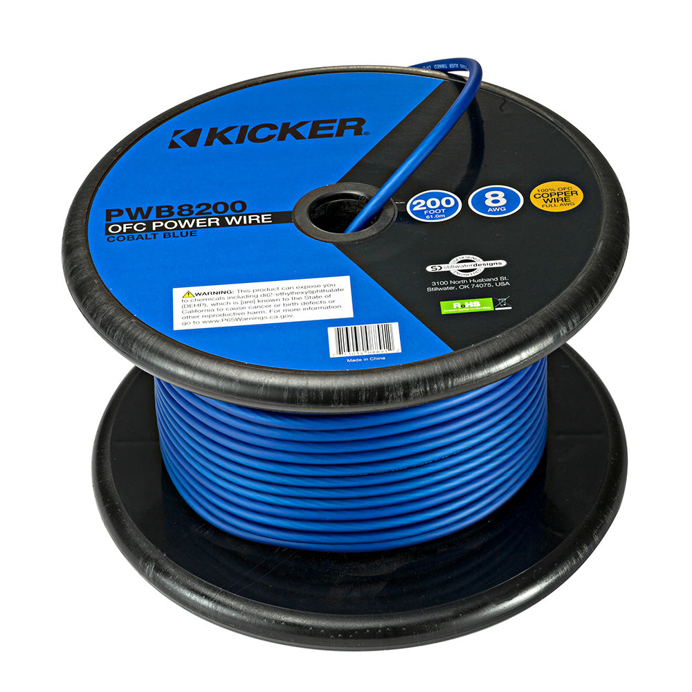 KICKER PWB8200 Cable de alimentación de 200 pies y 8 AWG - Azul