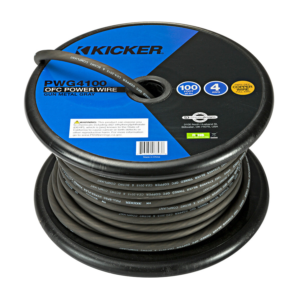 Cable de alimentación KICKER PWG4100 de 100' y 4AWG - Gris