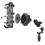 Soporte para teléfono RAM® Quick-Grip™ XL de RAM Mount con Vibe-Safe™ y base para vástago de horquilla - Corto