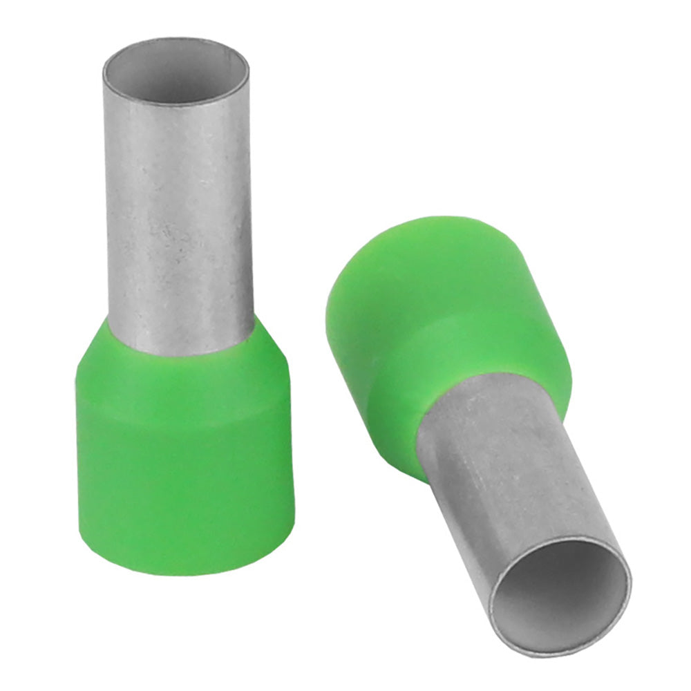 Terminal de casquillo para cable 6 AWG verde Pacer - 12 mm de longitud - Paquete de 10 unidades