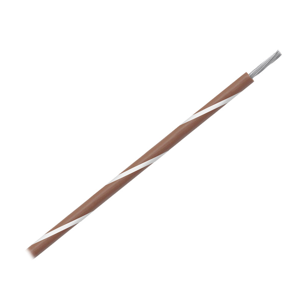 Bobina de 1000' de cable marino Pacer 16 AWG con franjas - Marrón con franja blanca