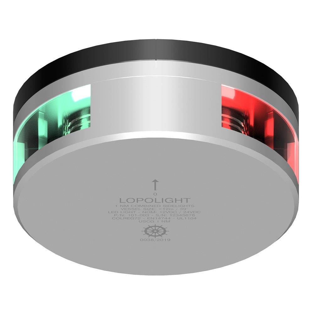 Luz de navegación combinada Lopolight - 1MN - Carcasa plateada invertida con base FB