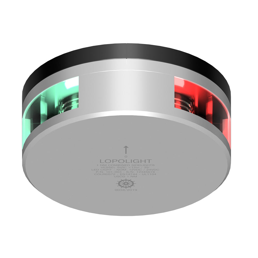 Luz lateral combinada Lopolight - 2NM - Carcasa plateada invertida con base FB