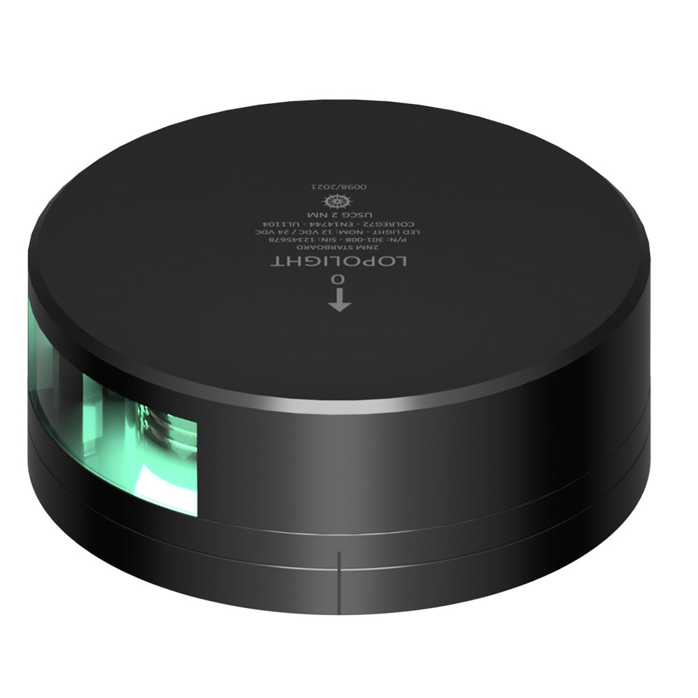 Luz de estribor verde Lopolight - 2MN - Carcasa negra con base FB