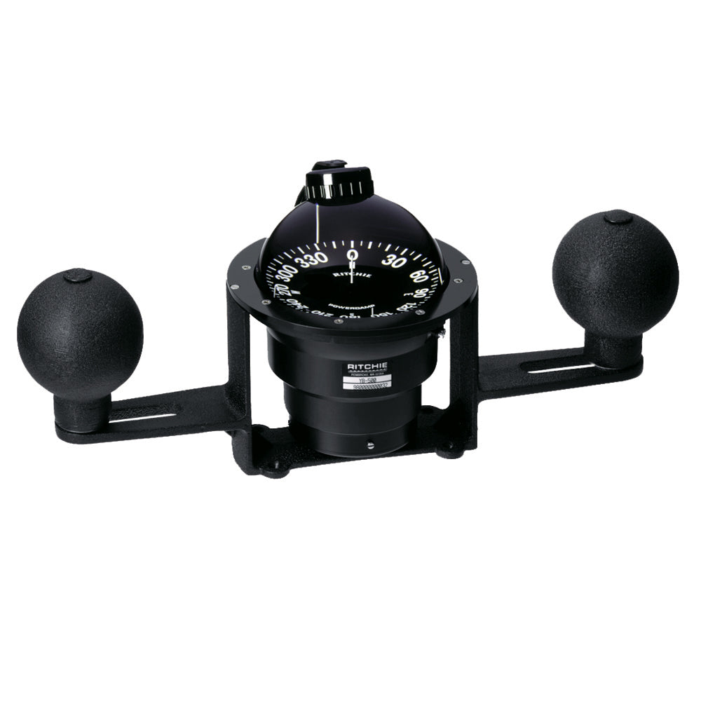 Brújula Ritchie YB-500 Globemaster - Montaje en yugo - Negra - Rosa de 5 grados - 12V