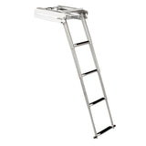 Escalera telescópica de 4 peldaños para montaje bajo plataforma, acero inoxidable 304, Whitecap