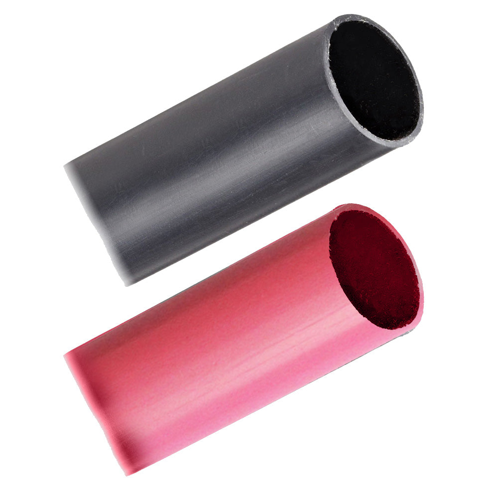 Tubo Termorretráctil de Pared Gruesa para Cable de Batería Pacer - 1" x 3" - Negro/Rojo (Paquete Combo de 2 Piezas)