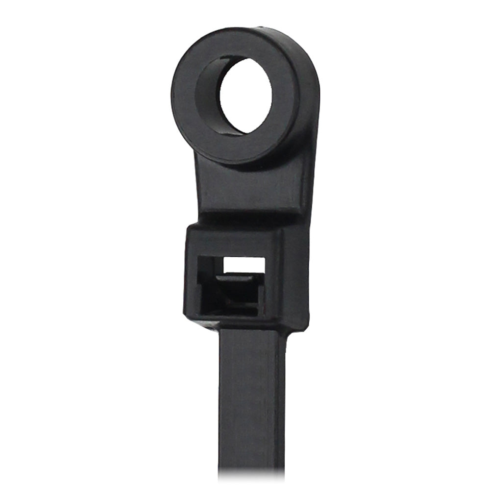 Bridas Pacer de 8" con anillo de montaje - Negro - Resistencia a la tracción de 50 lb - Diámetro de haz de 2" - Bolsa de 100 unidades