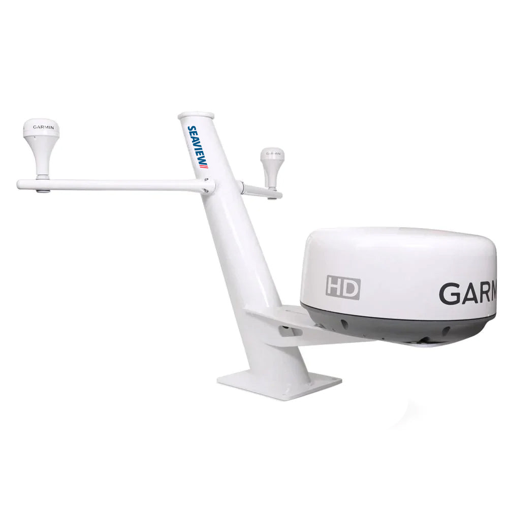 Soporte de radar Seaview de 30" con cúpula cerrada, inclinación hacia popa, travesaños extraíbles y placa base de 10x10