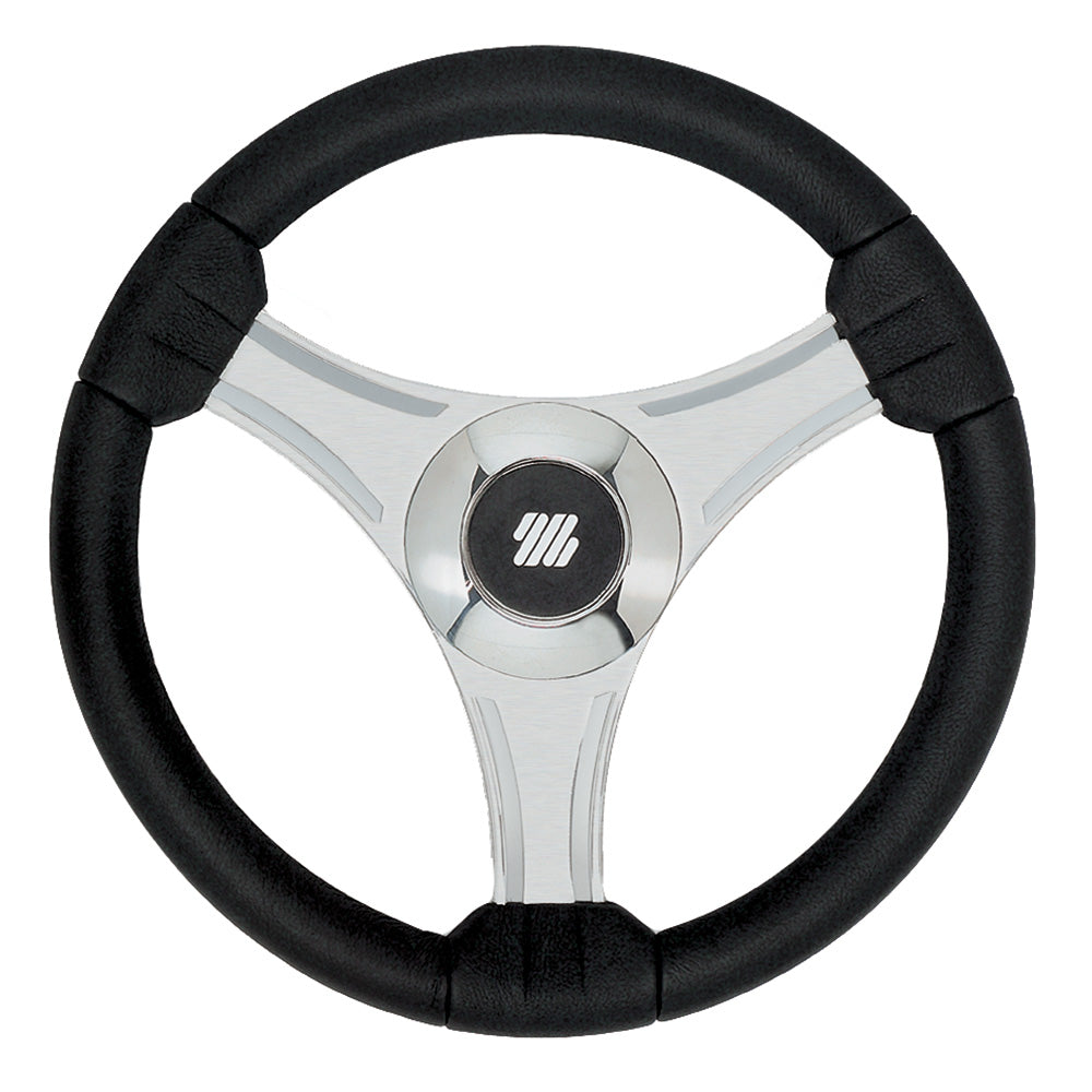 Uflex - Tavolara - Volante de poliuretano negro de 13.8" con radios plateados y maza X62