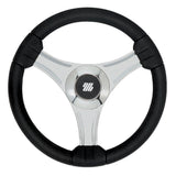 Uflex - Tavolara - Volante de poliuretano negro de 13.8" con radios plateados y maza X62