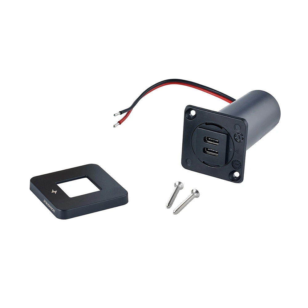Toma de carga USB-C para interiores Scanstrut TILE - 12/24V - Bisel negro