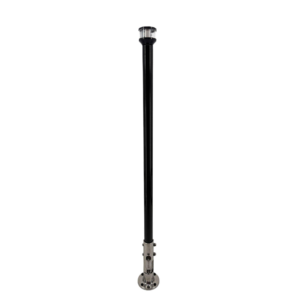 Poste de luz manual plegable Seaview de 24" con base de acero inoxidable 316 y luz de navegación LTBLED12C5 - Negro