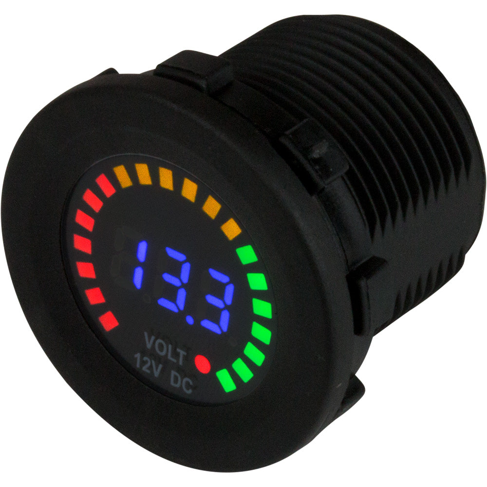 Voltímetro digital con pantalla arcoíris Sea-Dog - Nailon moldeado por inyección - 5V-15VCC