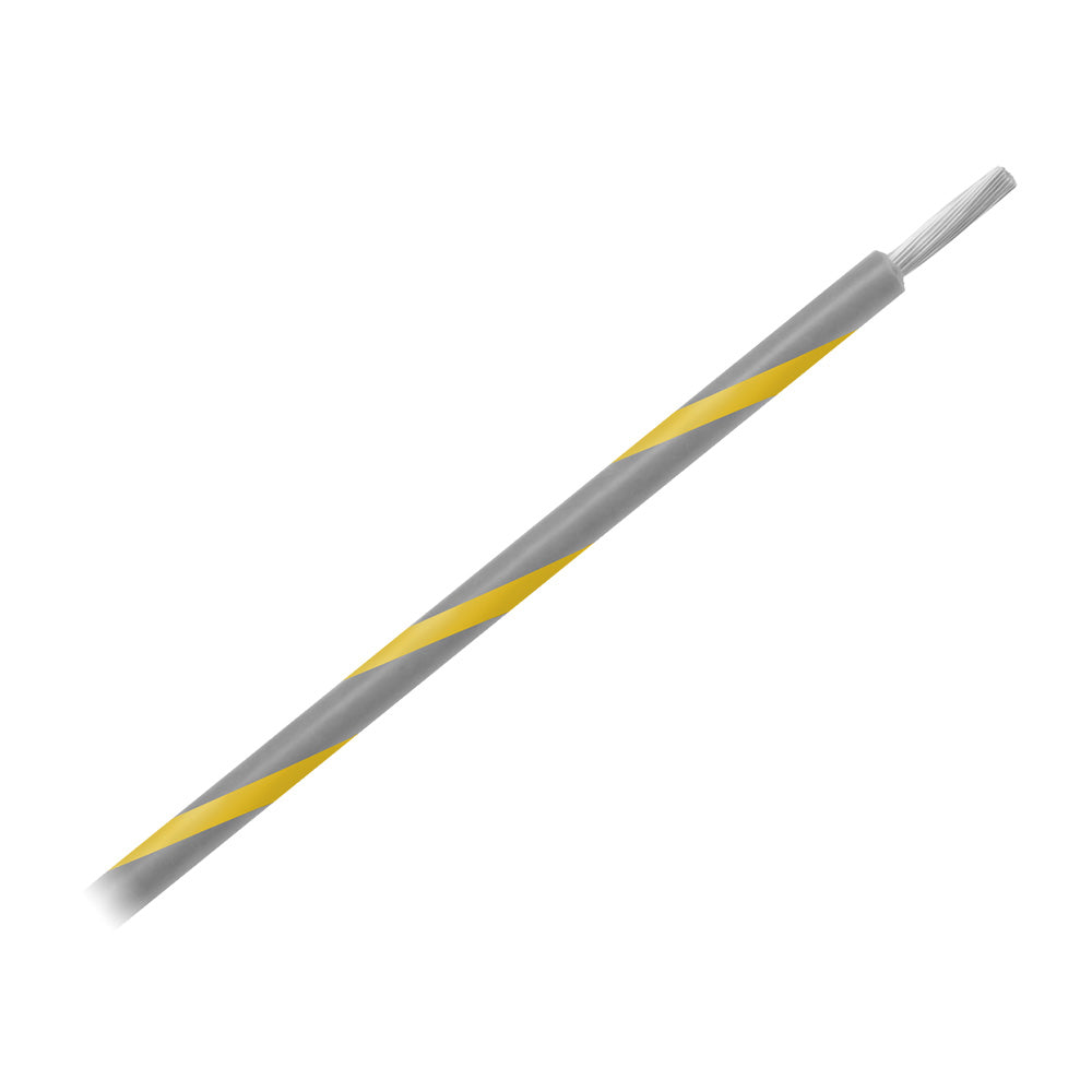Cable marino Pacer de calibre 14 AWG a rayas, bobina de 500 pies - Gris con raya amarilla