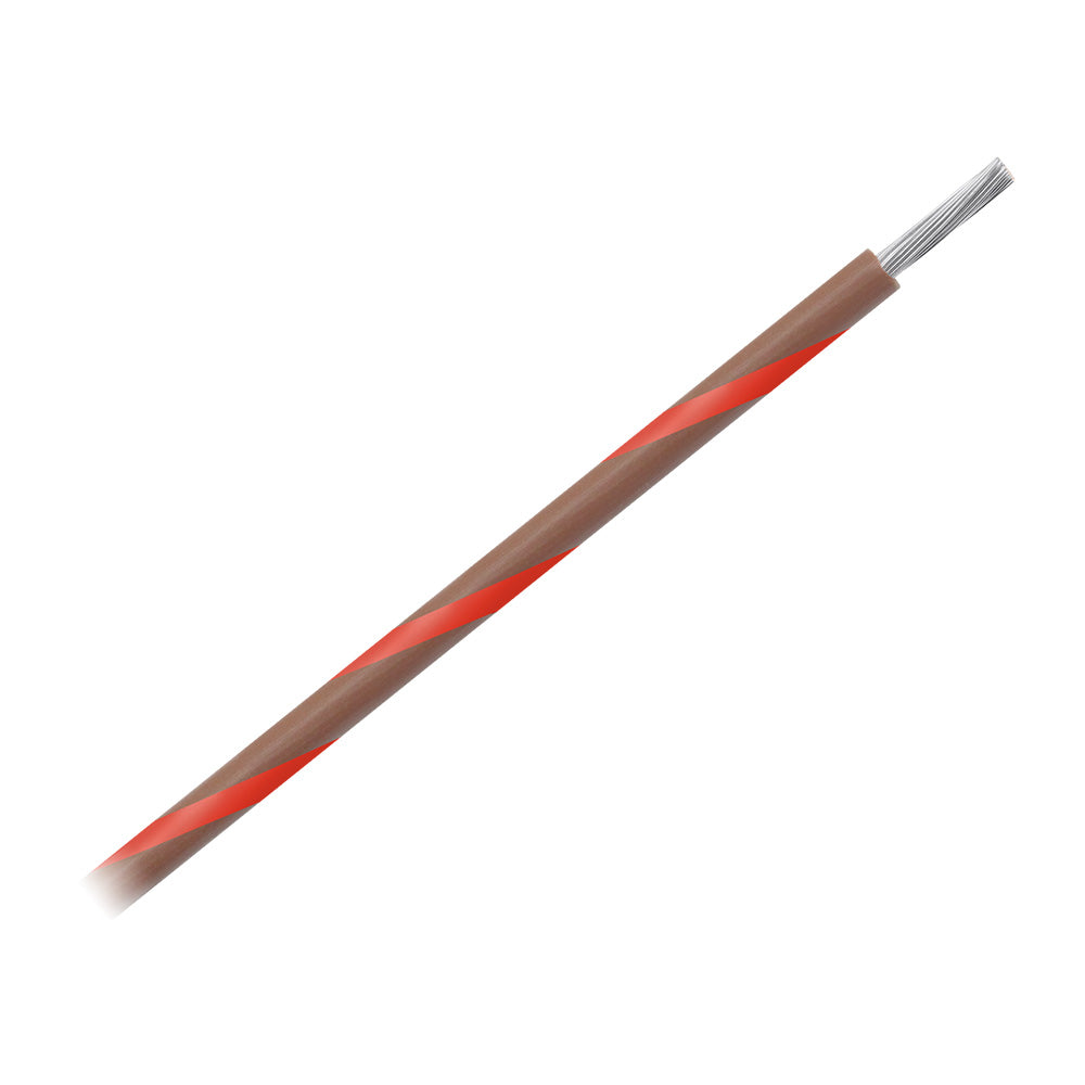 Cable marino Pacer de calibre 14 AWG a rayas, bobina de 500 pies - Marrón con raya roja