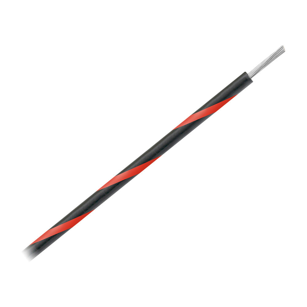 Cable marino Pacer de calibre 14 AWG a rayas, carrete de 500 pies - Negro con rayas rojas