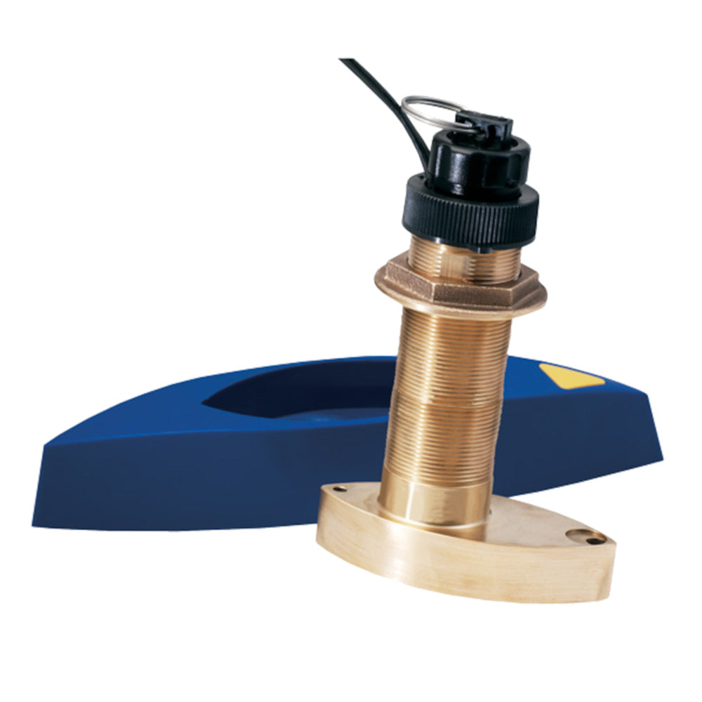 Transductor Airmar B744VL de bronce para montaje pasacascos con vástago largo, profundidad/velocidad/temperatura y bloque de carenado, 8 pines