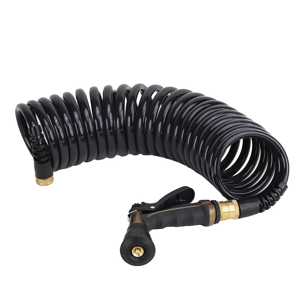 Kit de manguera HoseCoil Commercial Pilot PRO de 25' con boquilla de cuerpo metálico para defensa de embarcación