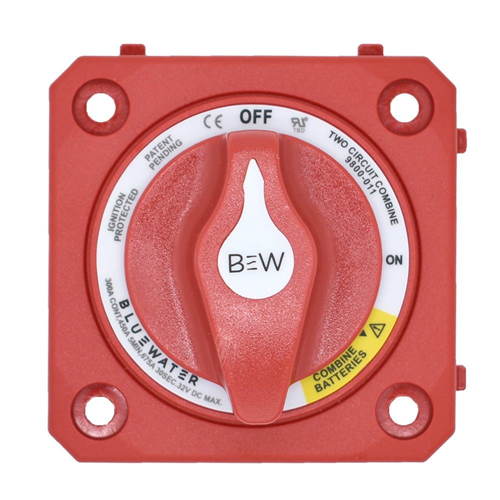 Interruptor combinado de batería Bluewater encendido/apagado sin base - Montaje en panel - Rojo
