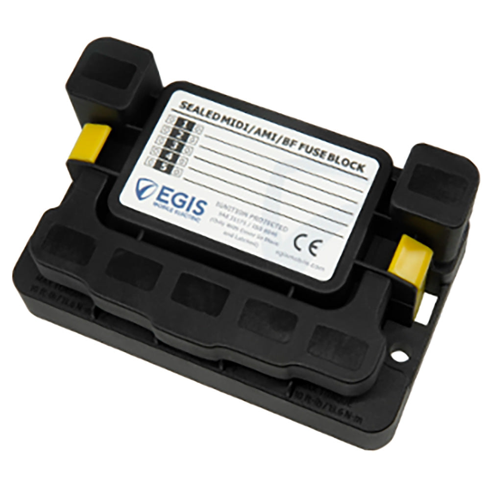 Bloque de fusibles Egis MIDI 5x con cubierta sellada, entradas M8, salidas M6