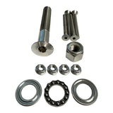 Kit de herrajes para soporte giratorio marino con perno principal de 5", tuerca, rodamiento y paquete de montaje de 4 pernos