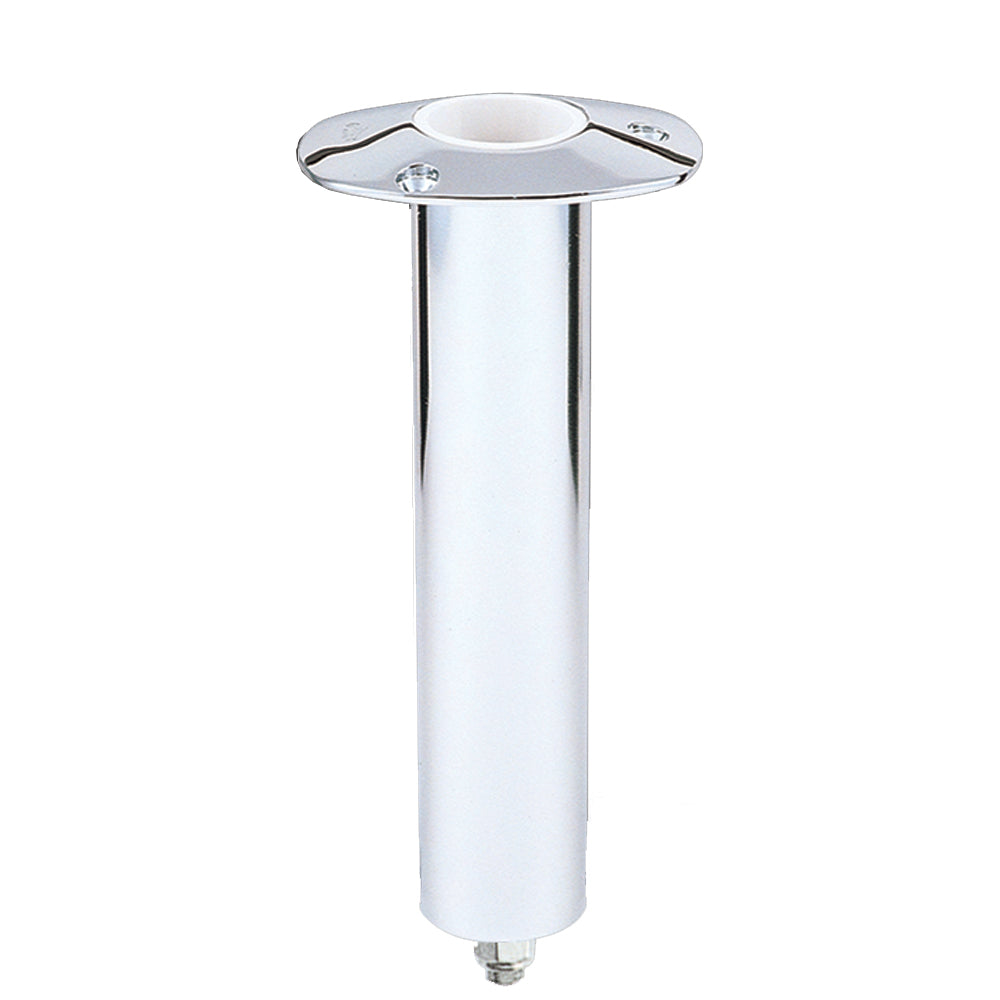 Cañero de montaje empotrado con base giratoria de acero inoxidable a 0° de Lee's - Mediano - Tubo de 2" DE x 6.5" para mangos curvos pequeños