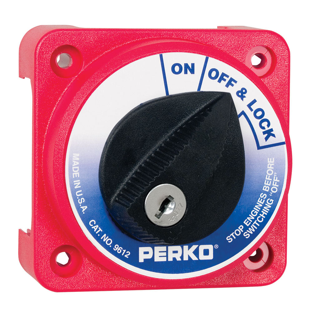 Interruptor de desconexión de batería principal de servicio mediano compacto Perko 9612DP con cerradura de llave