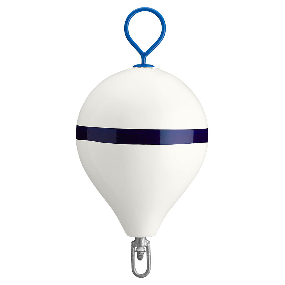 Polyform 17" CM Mooring Buoy w/Galvanized Iron - White Blue Stripe
