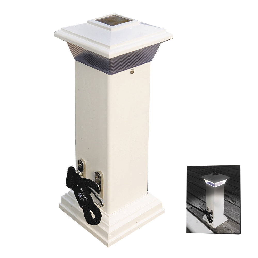 Luz solar para muelle Cleatlite de Dock Edge con cornamusa de amarre de acero inoxidable de 12"