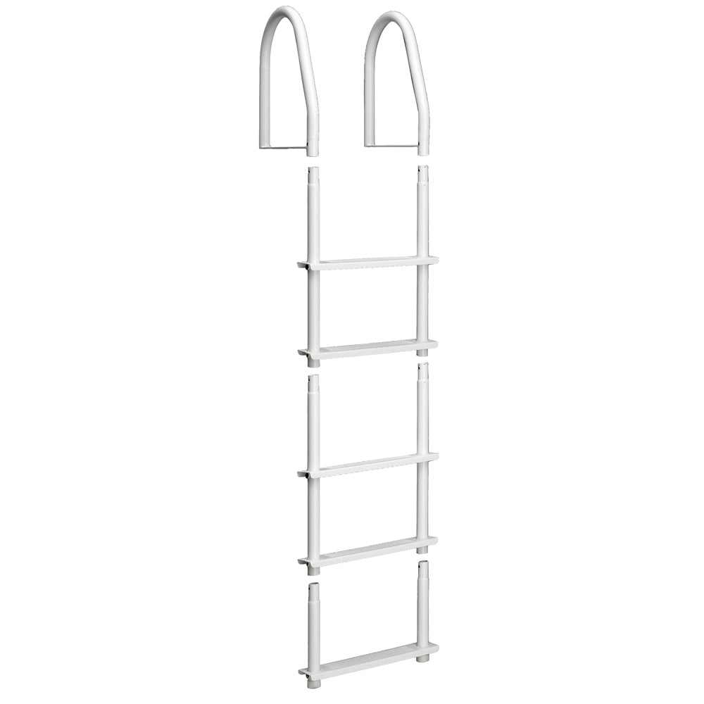 Escalera fija de 5 peldaños Dock Edge, color blanco, Galvalume
