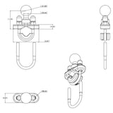Base con perno en U recubierto de zinc RAM Mount con bola de 1"