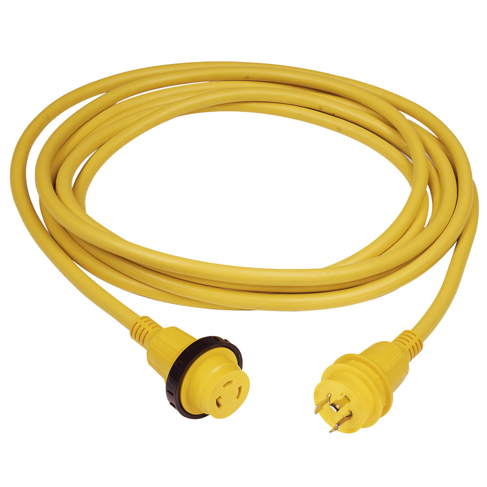 Marinco Cable de Alimentación PowerCord PLUS de 30 A con LED de Encendido - Amarillo 15,24 m