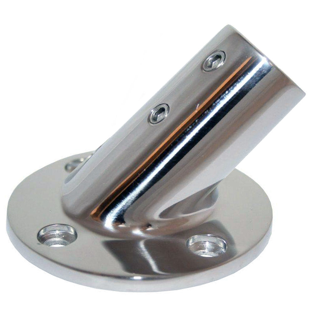 Accesorio de riel de acero inoxidable Whitecap, base redonda de 45°, D.E. de 1"