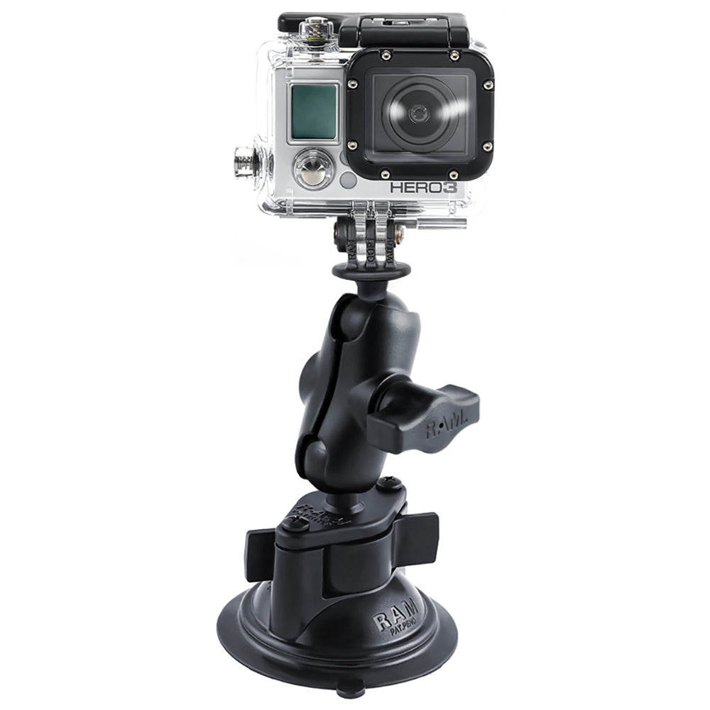 Soporte de ventosa con brazo corto RAM Mount para GoPro Hero