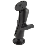 Brazo de doble enchufe con bola de 1.5" RAM Mount con 2 bases redondas de 2.5" - Patrón AMPs