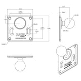 Placa VESA RAM Mount de 75 mm x 75 mm de 3.625" con bola de 1.5" de diámetro