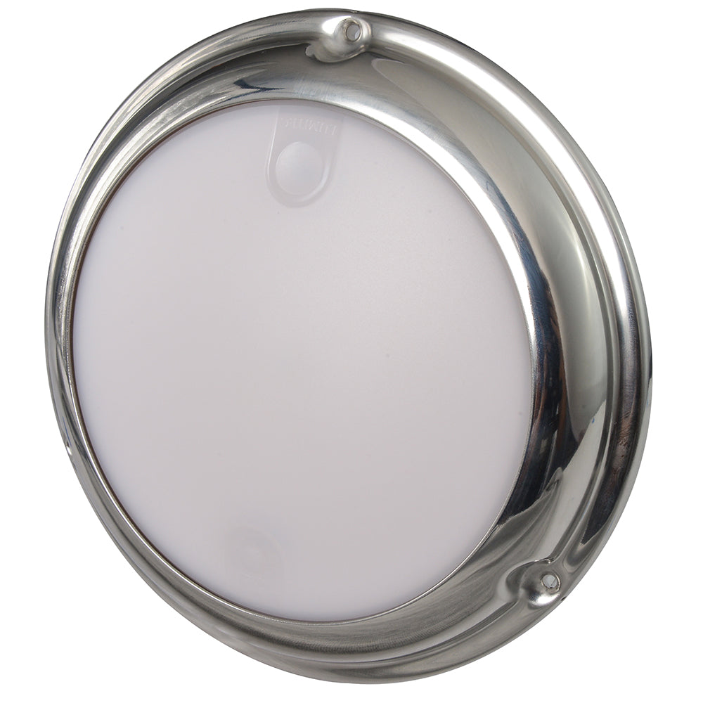 Lumitec TouchDome - Luz de cúpula - Acabado de acero inoxidable pulido - 2 colores blanco/azul con atenuación
