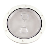 Tapa de inspección de cubierta atornillable Beckson de 6" transparente con centro - Blanca