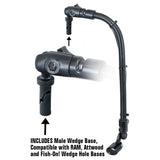 Brazo de montaje para transductor RAM Mount con cuña de bola de 1" - Compatible con Scotty/Hobie